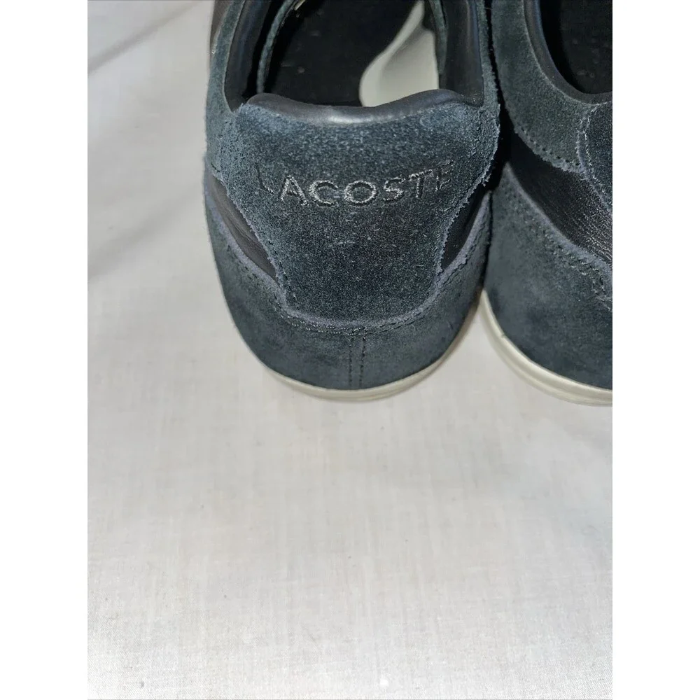 Lacoste Casual Sneakers Mens Size 13 M Black Leather Lace Up Fashion Shoes